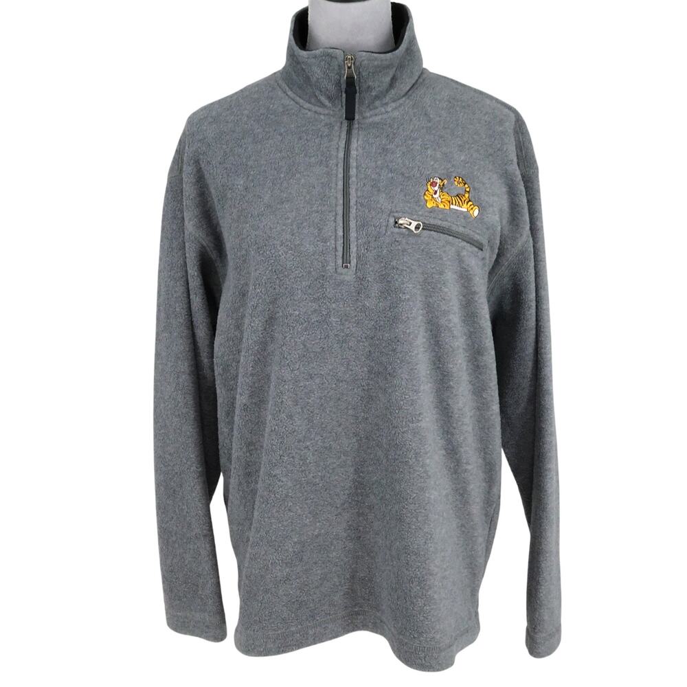Disneyland Top Womens Medium Gray Quarter Zip Fleece Tigger Mock Neck Disney